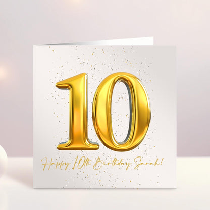 Personalised Birthday Card, Name and Number Birthday Card, 10th Birthday, 21st, 30th, Simple Birthday Card, Custom Name, Ireland, Irish