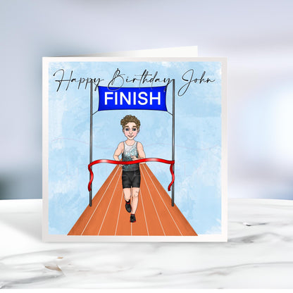 Personalised Birthday Card For Runner, Marathon, Running Themed Card, Custom Name Card, Card For Husband, Grandad, Dad, Ireland, Irish