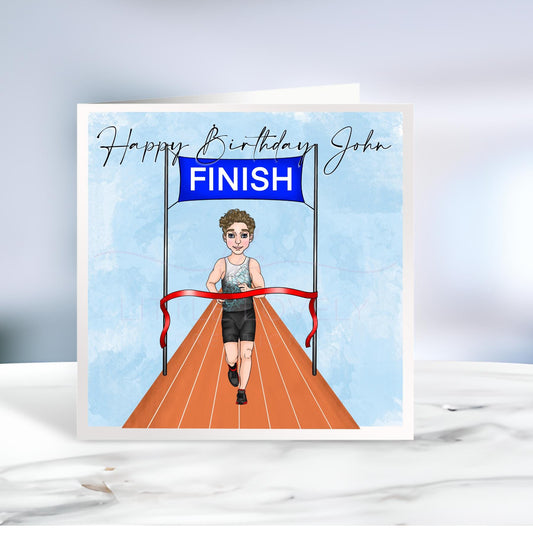 Personalised Birthday Card For Runner, Marathon, Running Themed Card, Custom Name Card, Card For Husband, Grandad, Dad, Ireland, Irish