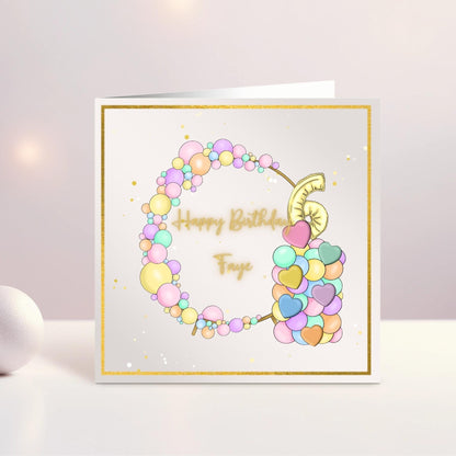 Personalised Girls Birthday Card, Birthday Card For Friend, Kids Bday Card, 5th, 6th, 7th, Gold Theme, Birthday Card Girls, Ireland, Irish