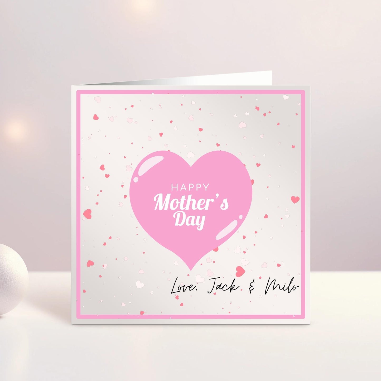 Personalised Mother's Day Card, Happy Mother's Day Mammy, Mummy, Mommy, Baby's First Mother's Day, Blue Heart, Pink Hearts, Ireland, Irish