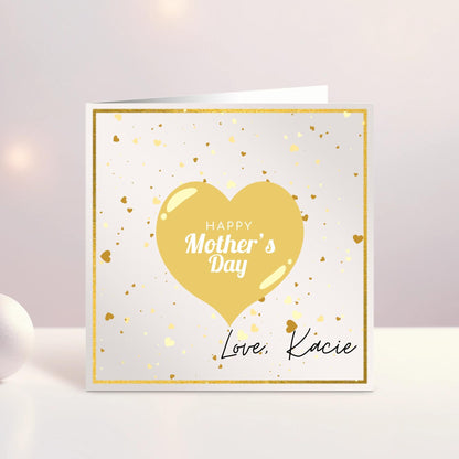 Personalised Mother's Day Card, Happy Mother's Day Mammy, Mummy, Mommy, Baby's First Mother's Day, Blue Heart, Pink Hearts, Ireland, Irish