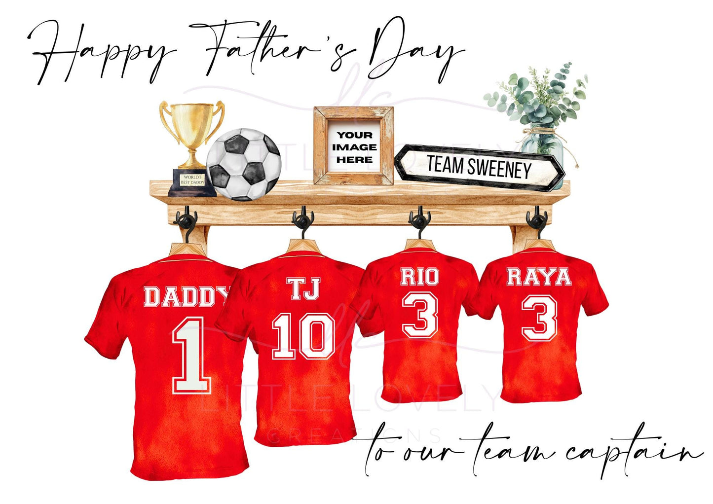Personalised Football Shirt Print, Fathers Day Gift Idea, Dads Team, Family Football Picture, Gift for Grandad, Ireland, Irish