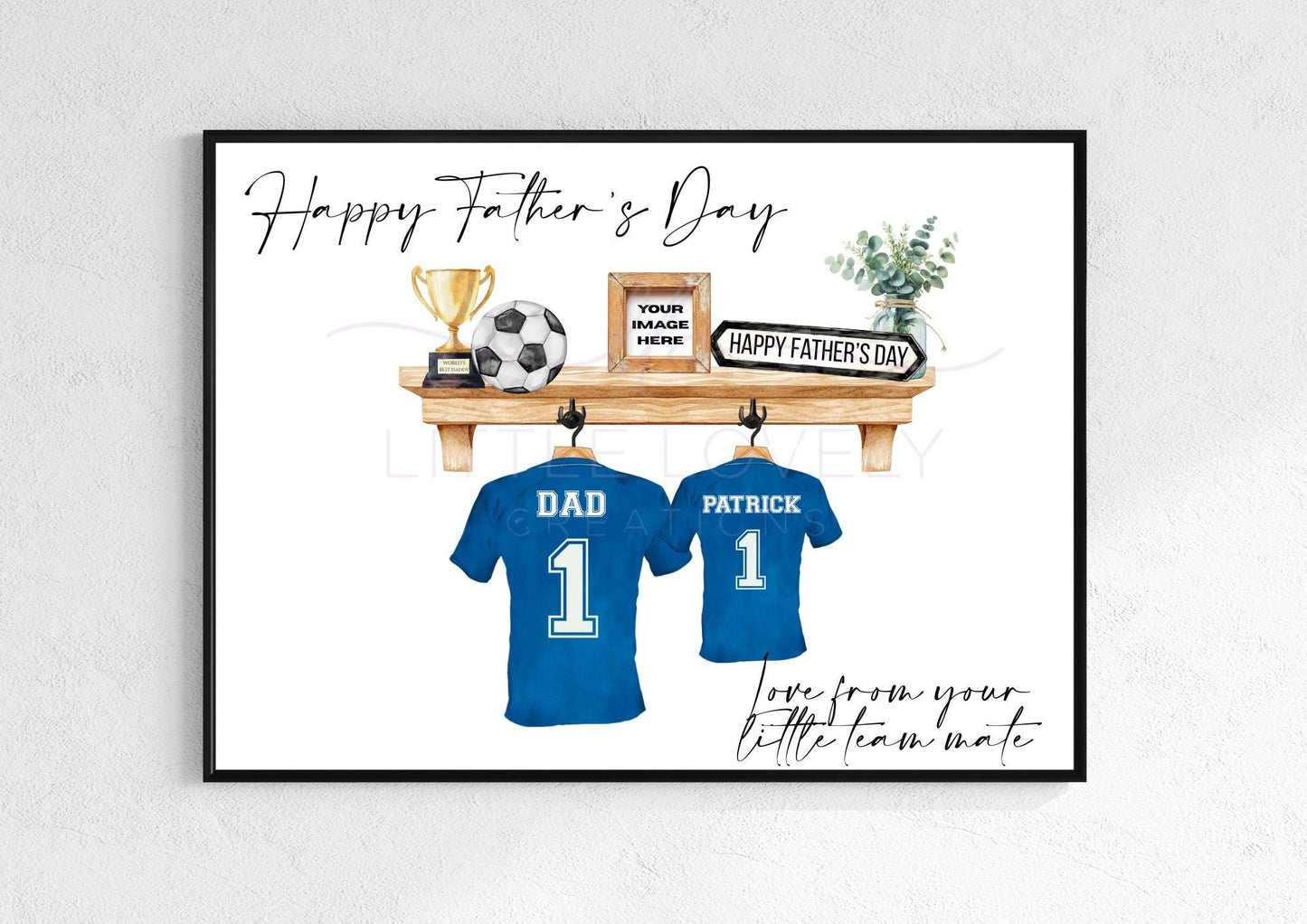Personalised Football Shirt Print, Fathers Day Gift Idea, Dads Team, Family Football Picture, Gift for Grandad, Ireland, Irish