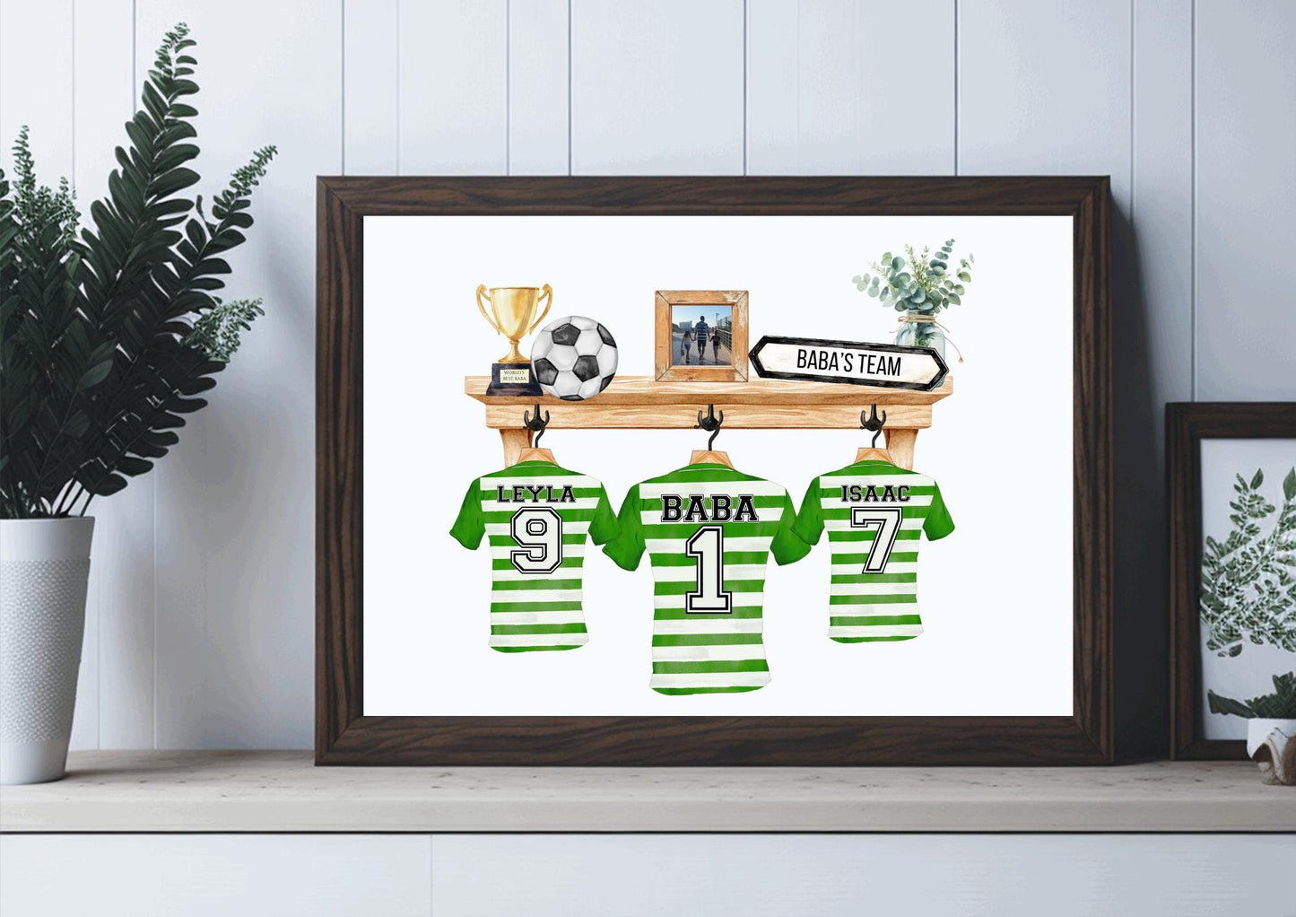 Personalised Football Shirt Print, Fathers Day Gift Idea, Dads Team, Family Football Picture, Gift for Grandad, Ireland, Irish