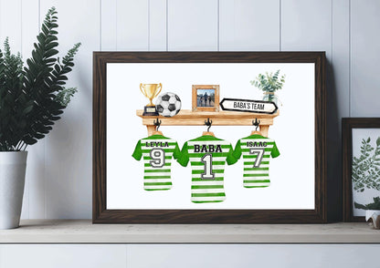 Personalised Football Shirt Print, Fathers Day Gift Idea, Dads Team, Family Football Picture, Gift for Grandad, Ireland, Irish