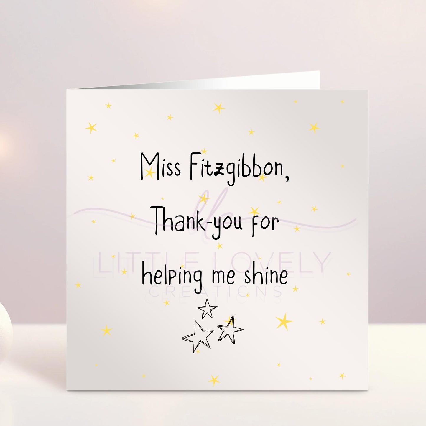 Personalised Teacher Card, Thank You Teacher, Teaching Assistant, SNA, End Of Year Gift, Thank You For Helping Me Shine, Ireland, Irish