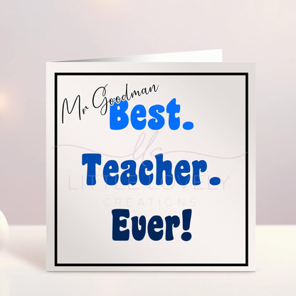 Best Teacher Ever Card, End of School, Custom Card, Card For Teaching Assistant, SNA, Wedding Thank You Card, Ireland, Irish