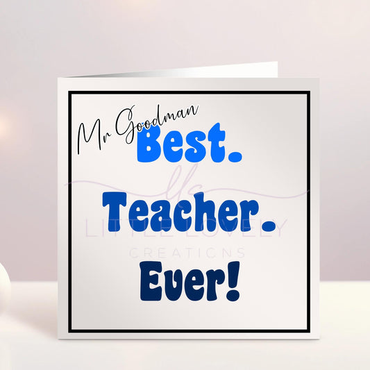 Best Teacher Ever Card, End of School, Custom Card, Card For Teaching Assistant, SNA, Wedding Thank You Card, Ireland, Irish