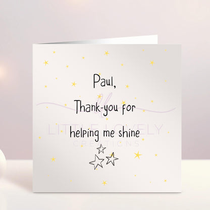 Personalised Teacher Card, Thank You Teacher, Teaching Assistant, SNA, End Of Year Gift, Thank You For Helping Me Shine, Ireland, Irish