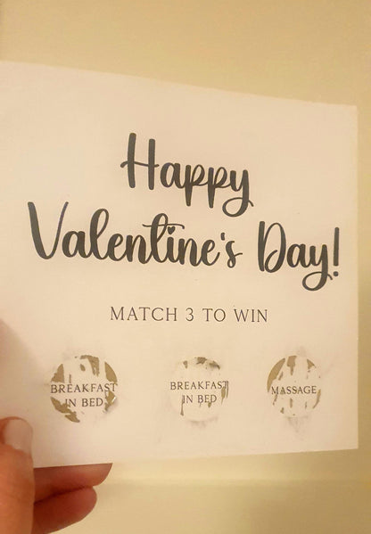 Personalised Valentines Day Scratchcard, Custom Match and Win, Boyfriend, Girlfriend Card, Husband, Wife, Ireland, Irish
