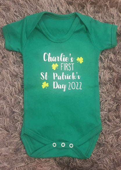 Personalised First St Patrick's Day Baby Vest - 2027