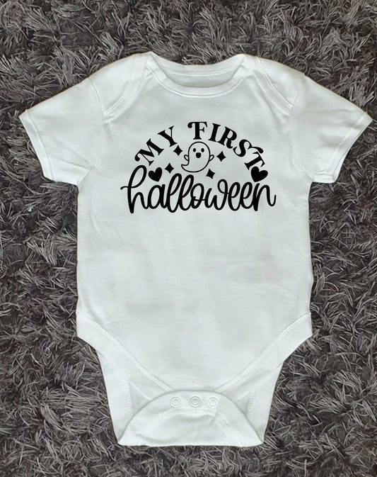 Personalised My First Halloween Cute Ghost Baby Vest