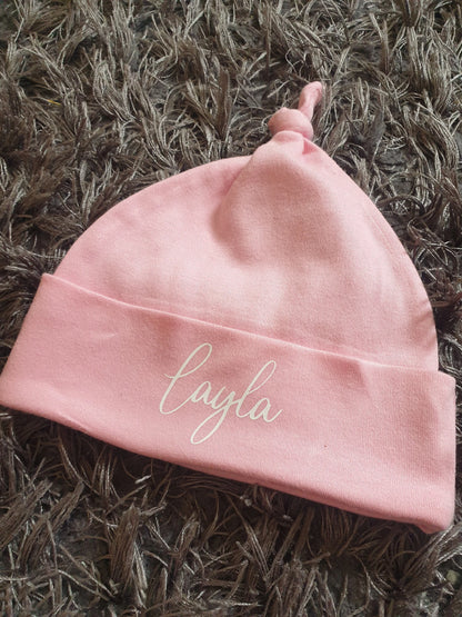 Personalised Newborn Baby Hat With Name, Custom Baby Hat