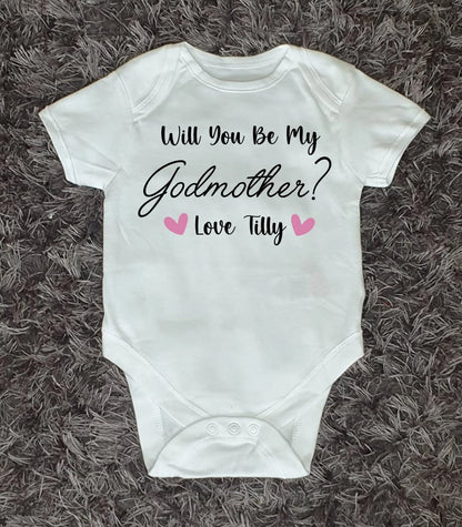 Personalised Will You Be My Godmother or Godfather Baby Vest