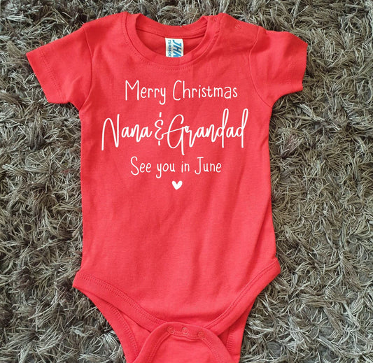 Personalised Christmas Pregnancy Announcement Vest - Red