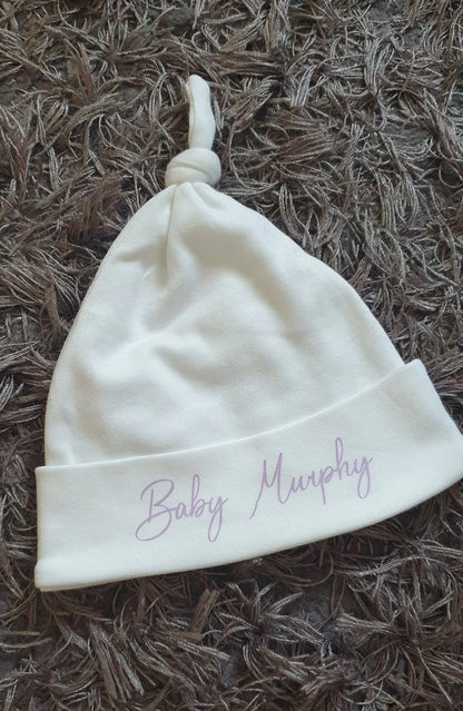 Personalised Newborn Baby Hat With Name, Custom Baby Hat