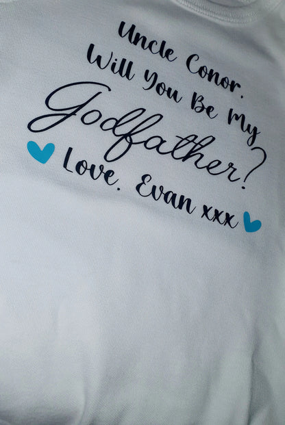 Personalised Will You Be My Godmother or Godfather Baby Vest