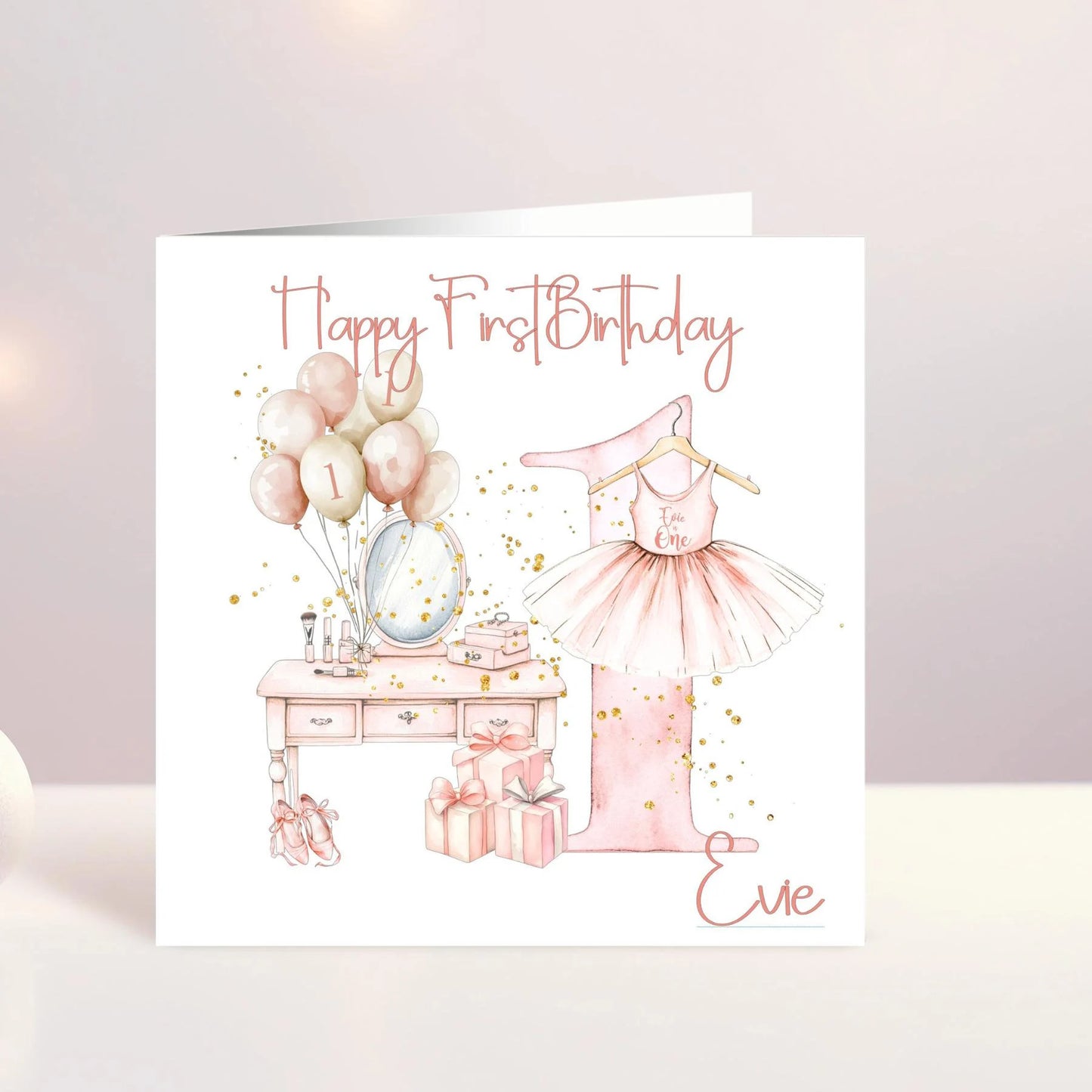 Personalised First Birthday Card for Girls
