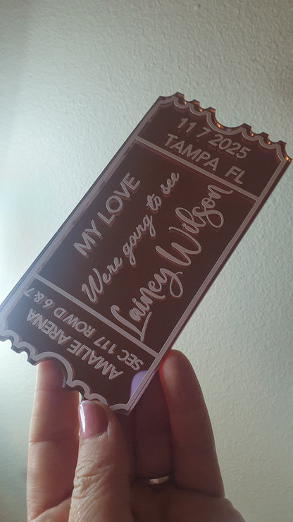 Personalised Acrylic Gift Ticket - Concert, Holiday & Experience Reveal