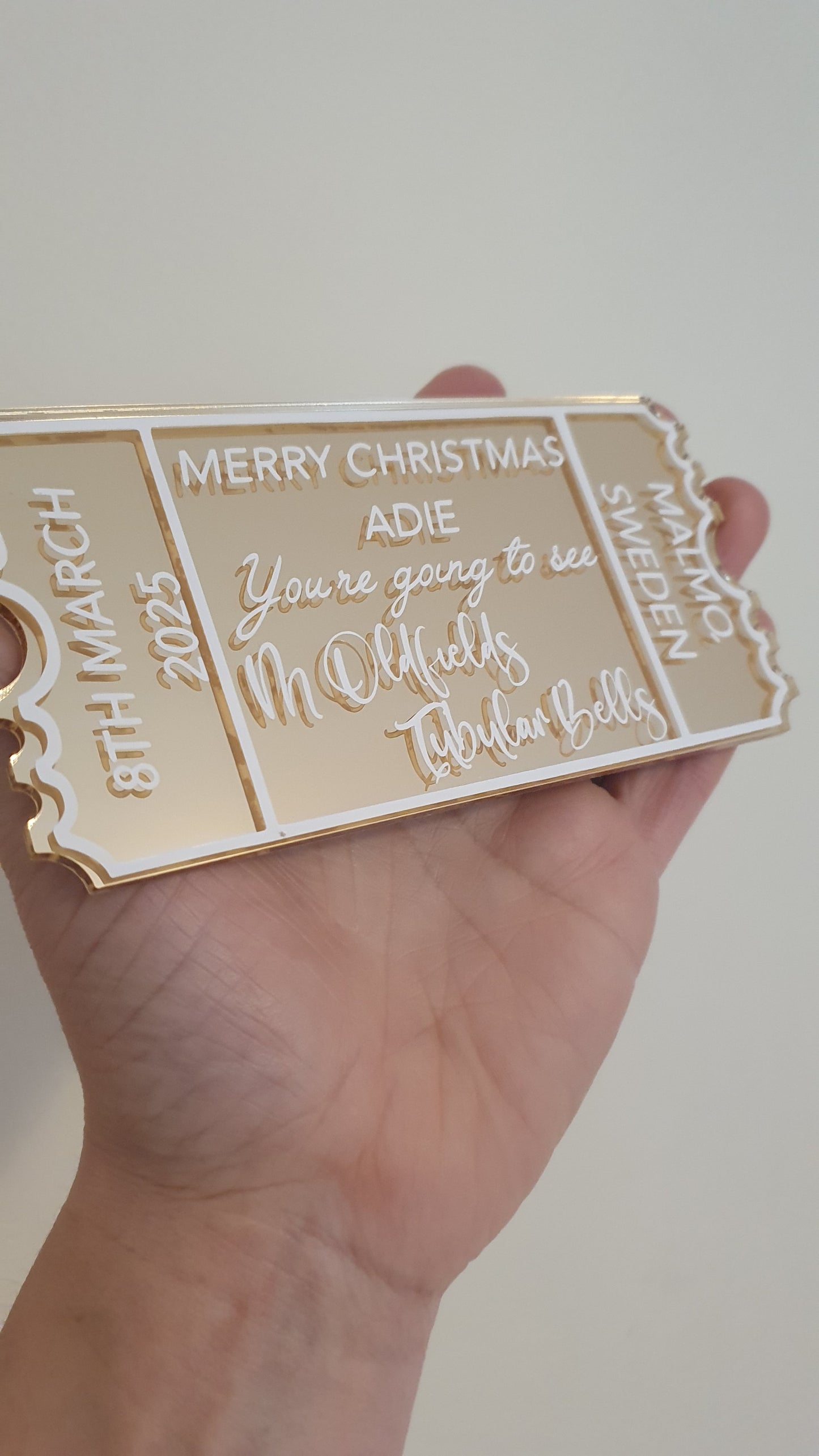 Personalised Acrylic Gift Ticket - Concert, Holiday & Experience Reveal