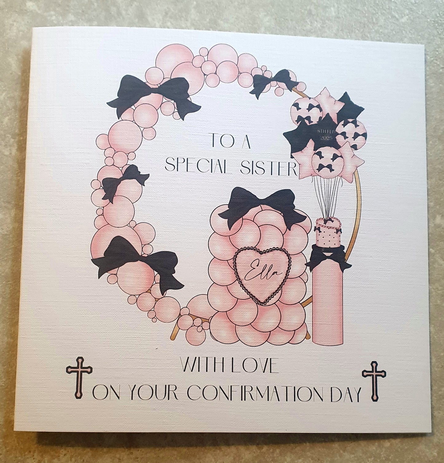 Pink & Black Communion/Confirmation Card