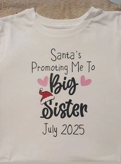 Christmas Sibling Pregnancy Announcement Vest - Santa Is Promoting Me to Big Brother/ Big Sister