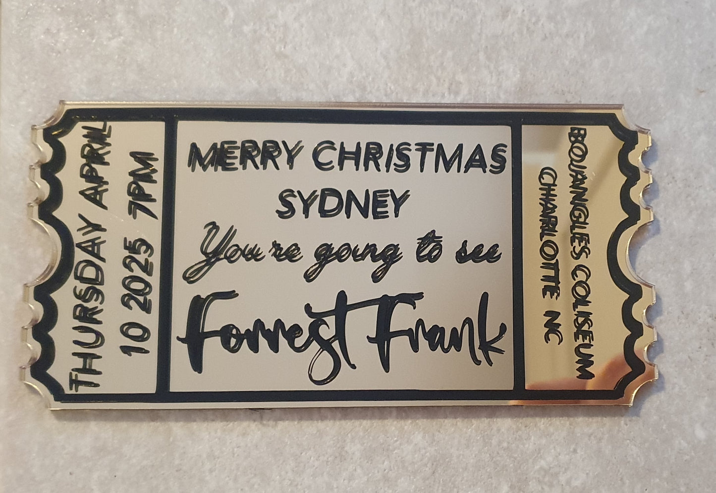 Personalised Acrylic Gift Ticket - Concert, Holiday & Experience Reveal