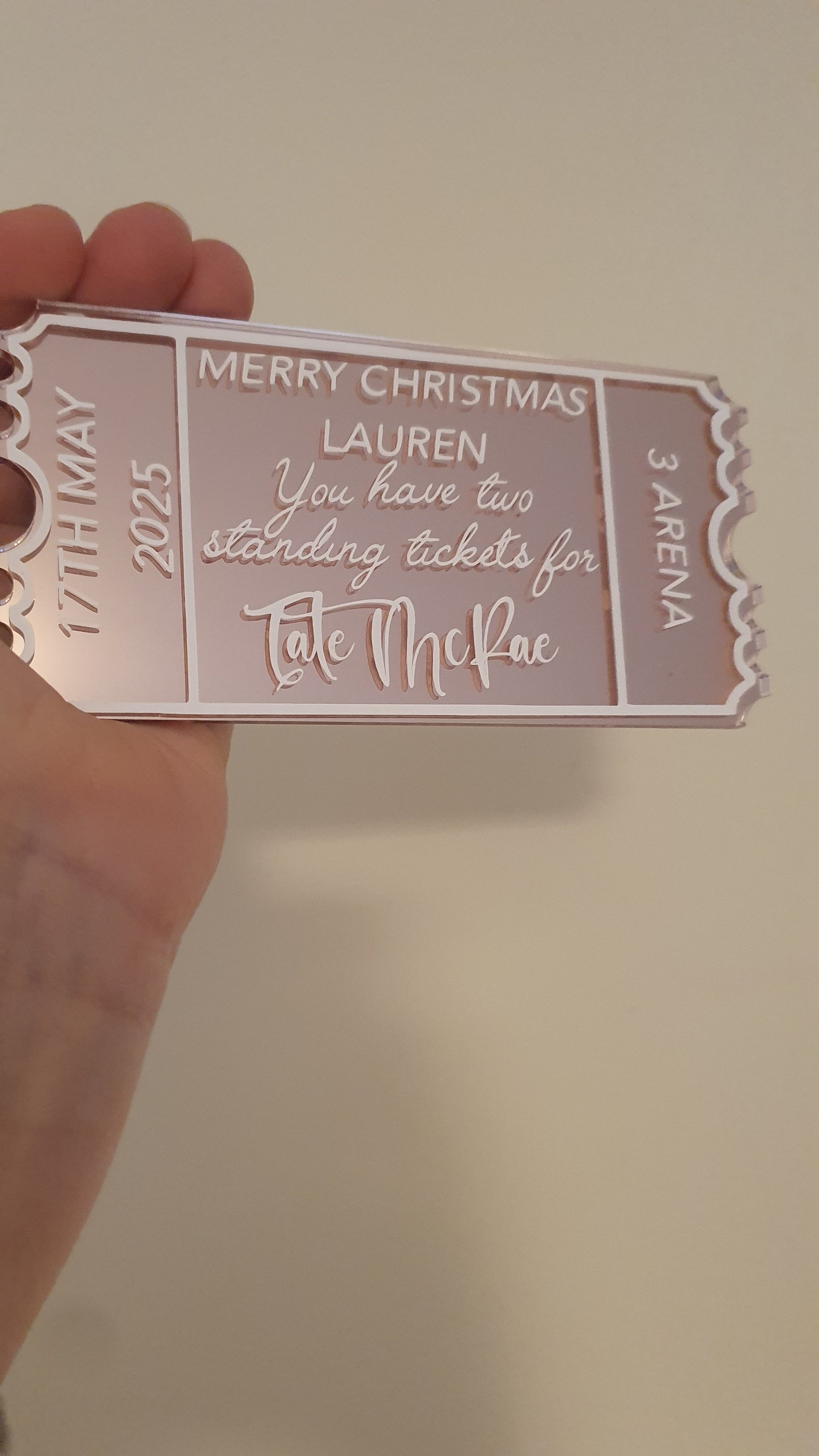Personalised Acrylic Gift Ticket - Concert, Holiday & Experience Reveal