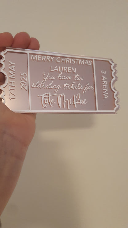 Personalised Acrylic Gift Ticket - Concert, Holiday & Experience Reveal