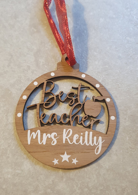 Personalised Best Teacher Christmas Decoration | Ireland