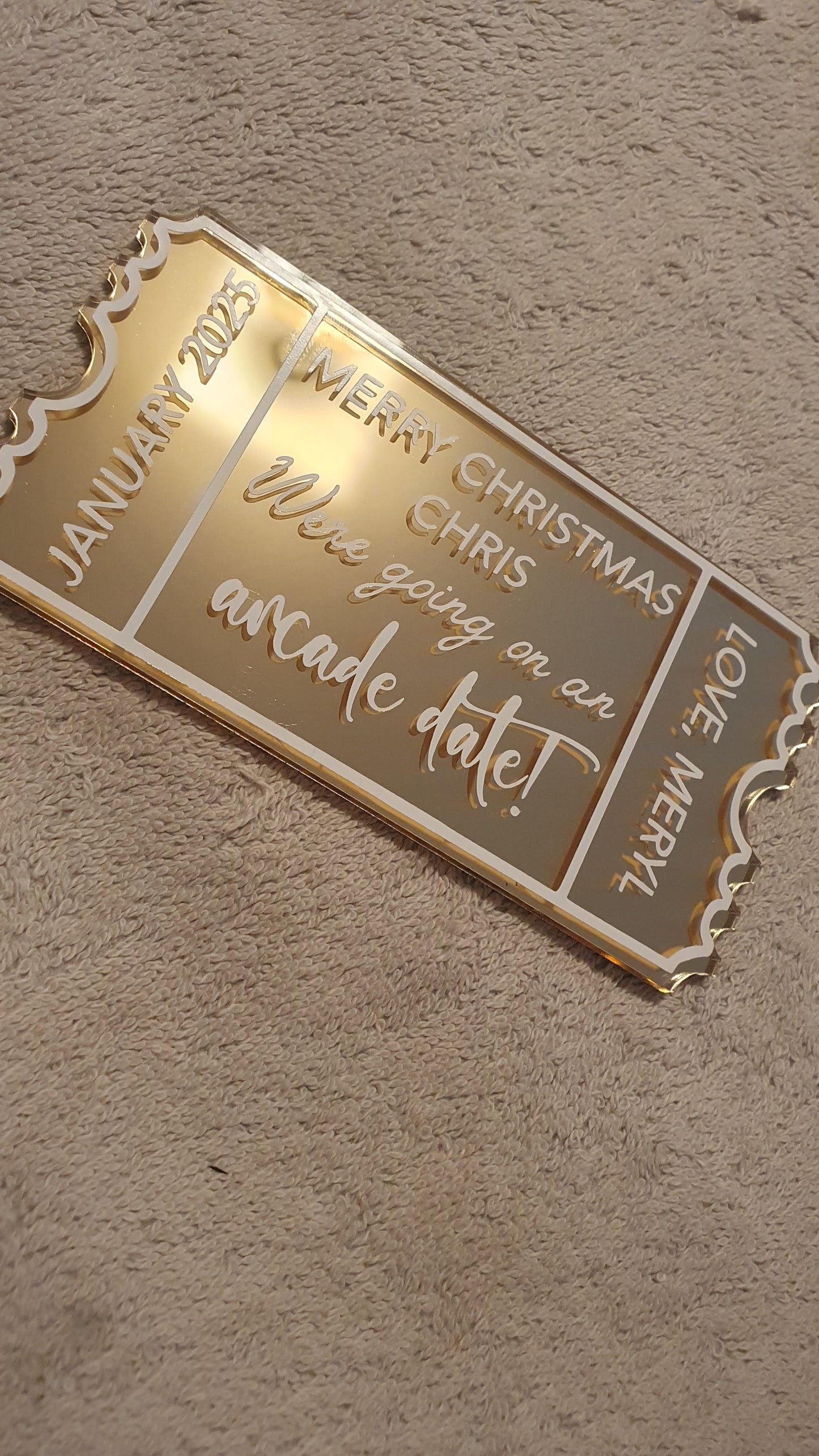 Personalised Acrylic Gift Ticket - Concert, Holiday & Experience Reveal