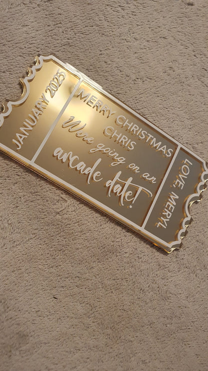 Personalised Acrylic Gift Ticket - Concert, Holiday & Experience Reveal
