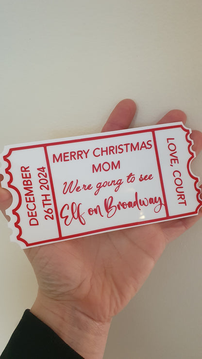 Personalised Acrylic Gift Ticket - Concert, Holiday & Experience Reveal
