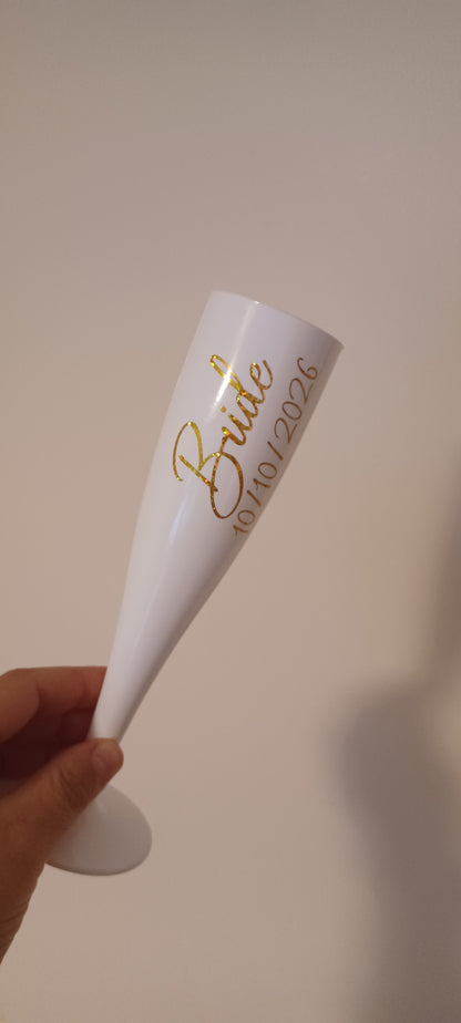 Personalised Plastic Champagne Flute, Hen Party, Bridal Party, Bridesmaid Gift, Wedding, Birthday, Pink Flute, White Flute, Ireland, Irish