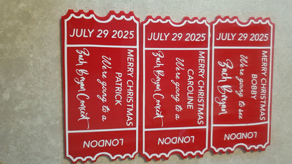 Personalised Acrylic Gift Ticket - Concert, Holiday & Experience Reveal