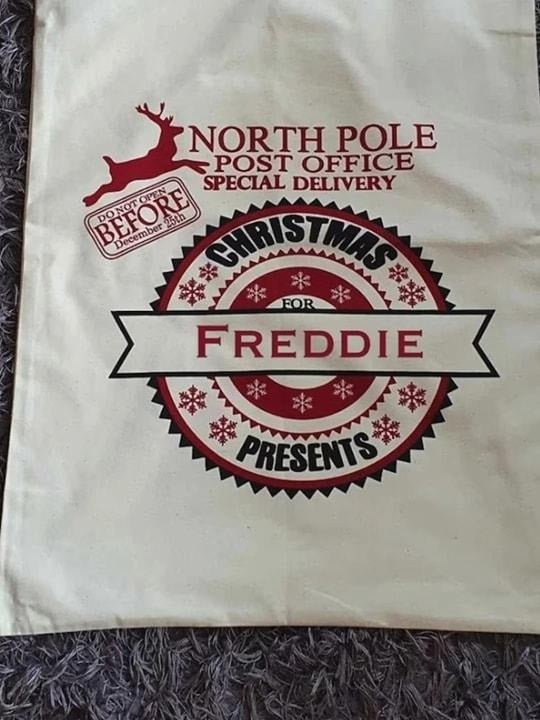 Personalised Canvas Santa Sacks - North Pole & Merry Christmas Designs