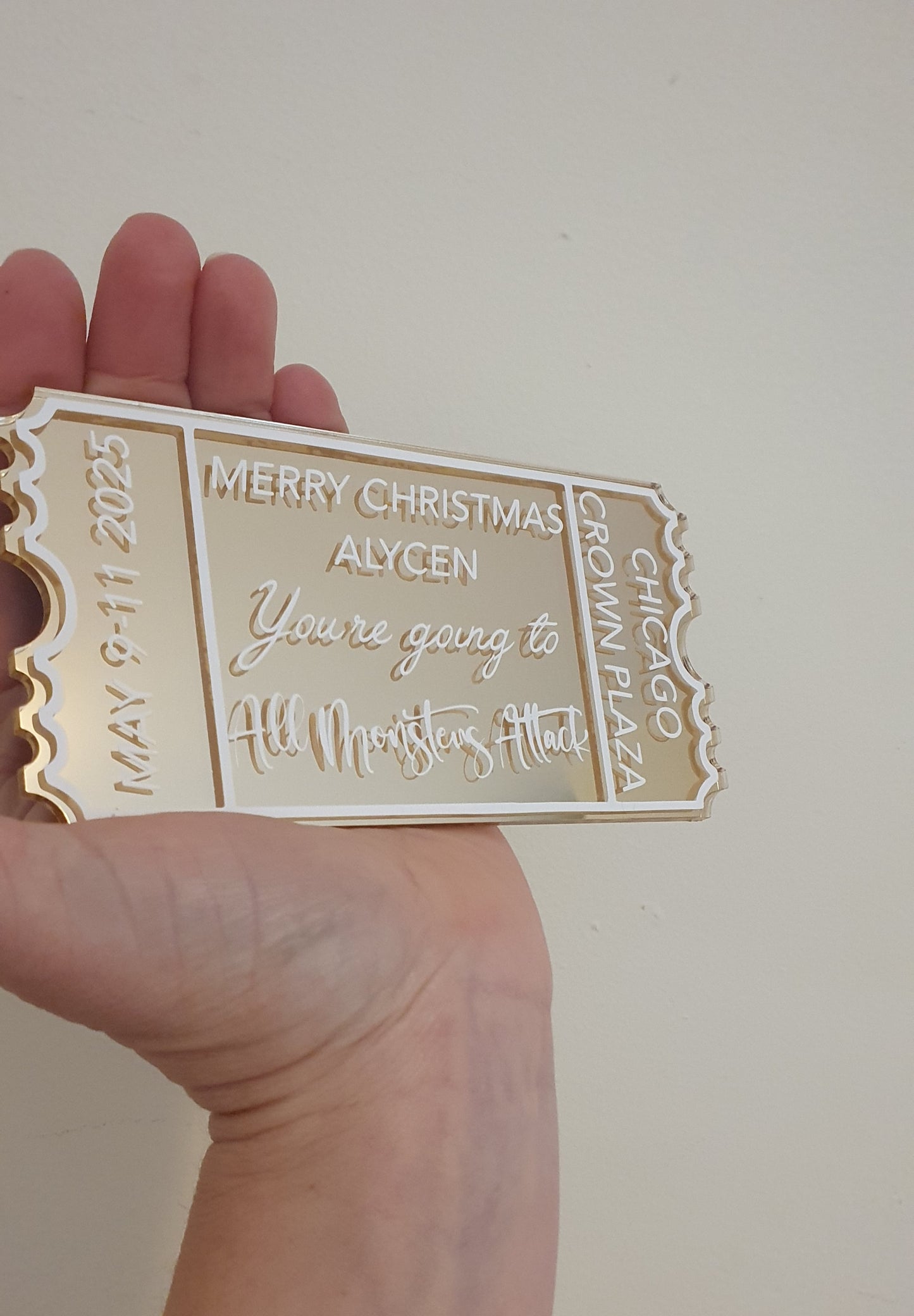 Personalised Acrylic Gift Ticket - Concert, Holiday & Experience Reveal