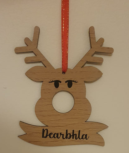 Personalised Reindeer Chocolate Holder Decoration