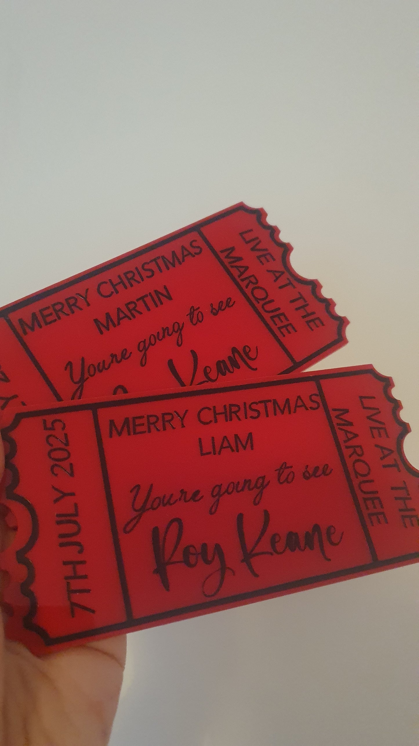Personalised Acrylic Gift Ticket - Concert, Holiday & Experience Reveal