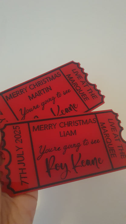 Personalised Acrylic Gift Ticket - Concert, Holiday & Experience Reveal