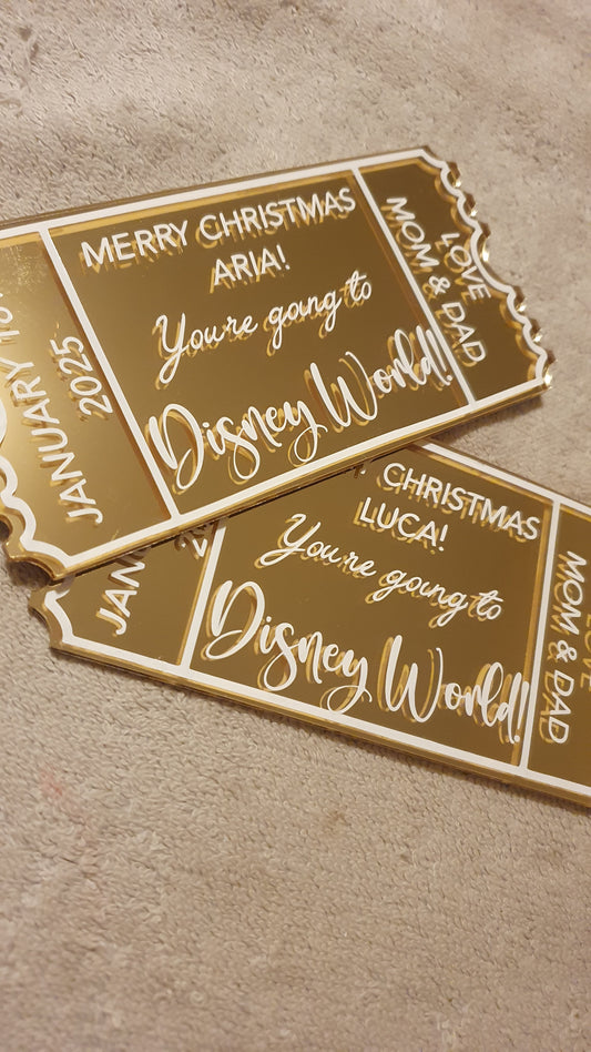 Personalised Acrylic Gift Ticket - Concert, Holiday & Experience Reveal