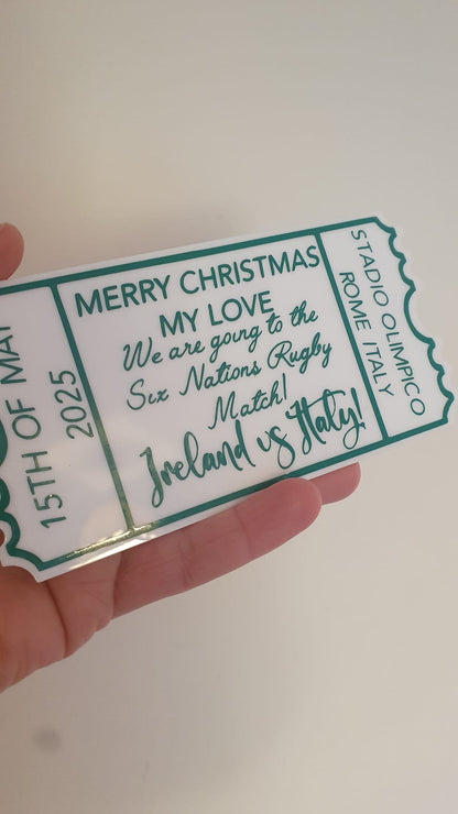 Personalised Acrylic Gift Ticket - Concert, Holiday & Experience Reveal