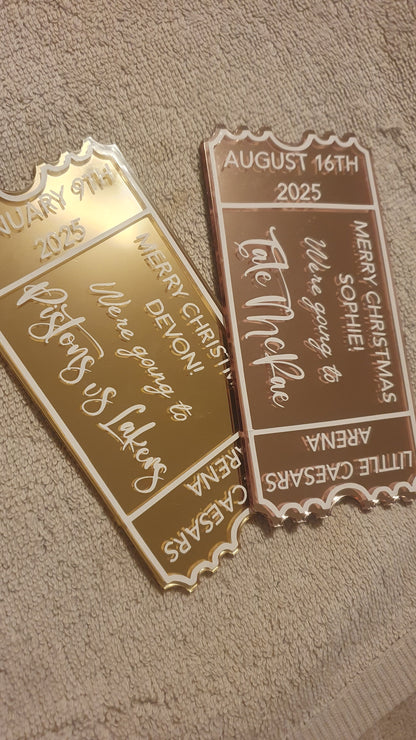 Personalised Acrylic Gift Ticket - Concert, Holiday & Experience Reveal
