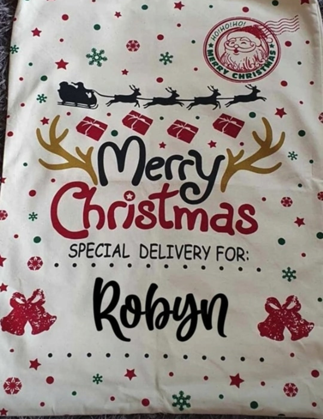 Personalised Canvas Santa Sacks - North Pole & Merry Christmas Designs