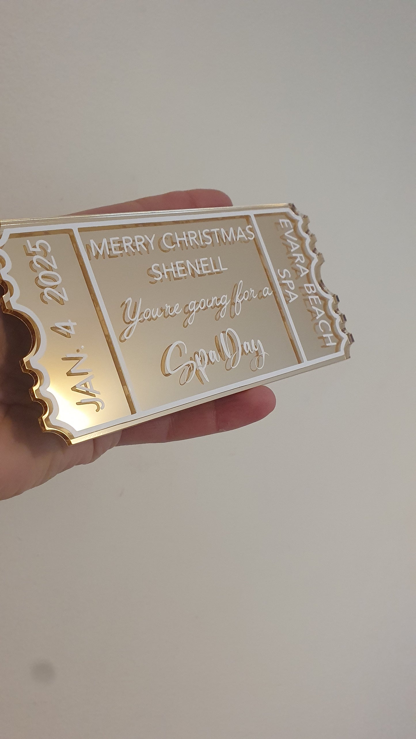 Personalised Acrylic Gift Ticket - Concert, Holiday & Experience Reveal