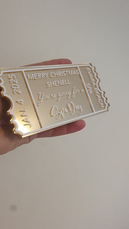 Personalised Acrylic Gift Ticket - Concert, Holiday & Experience Reveal