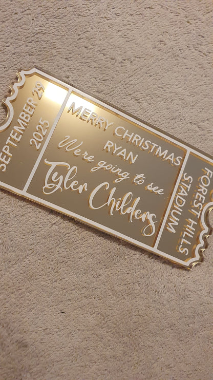 Personalised Acrylic Gift Ticket - Concert, Holiday & Experience Reveal