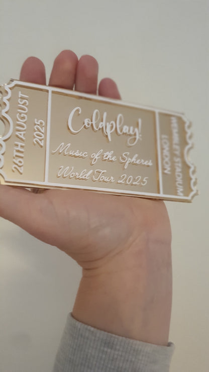 Personalised Acrylic Gift Ticket - Concert, Holiday & Experience Reveal