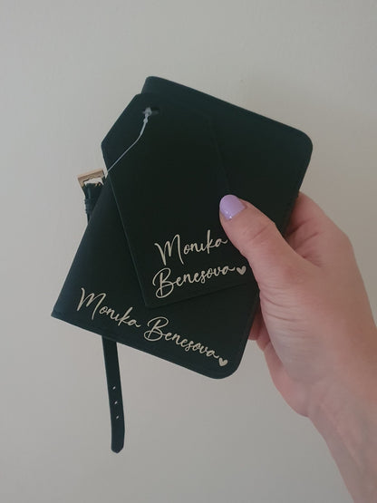 Personalised Passport Cover & Luggage Tag - PU Leather